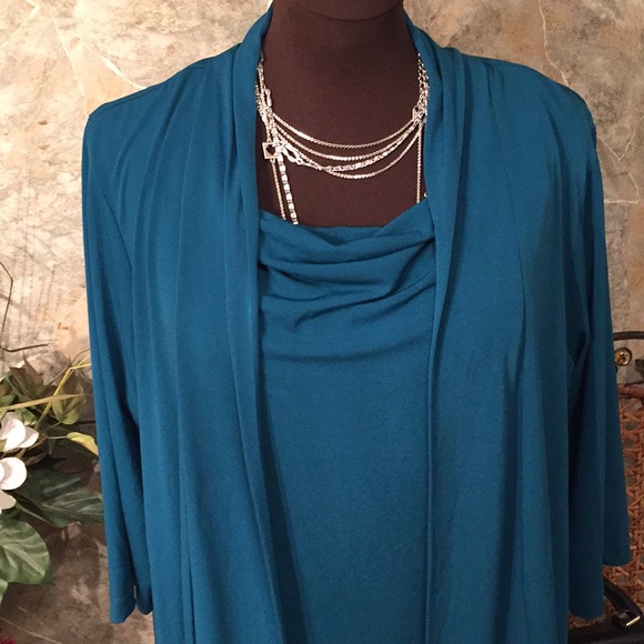 Dress barn 🌹gorgeous teal dress & attached wrap - Picture 3 of 8